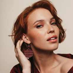 Aarikka Karoliina Earrings, plum red