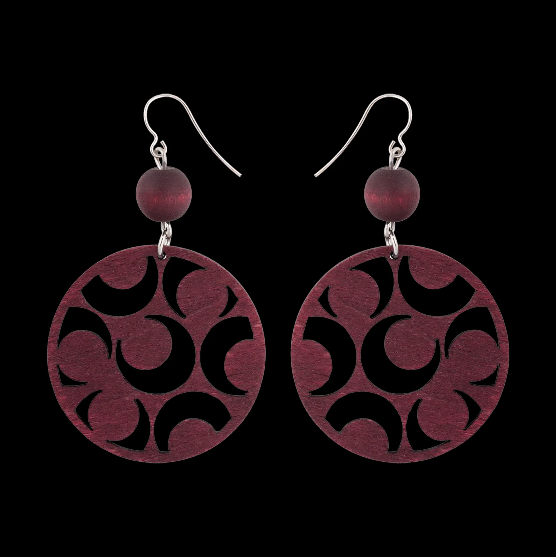 Aarikka Tuliainen Earrings, plum red