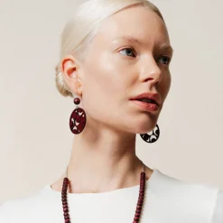 Aarikka Tuliainen Earrings, plum red