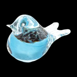 Bianco Blu Finnish Glass Bird, Peacock Turquoise Chickadee