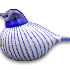 Bianco Blu Finnish Glass Bird, Finnish Stripes