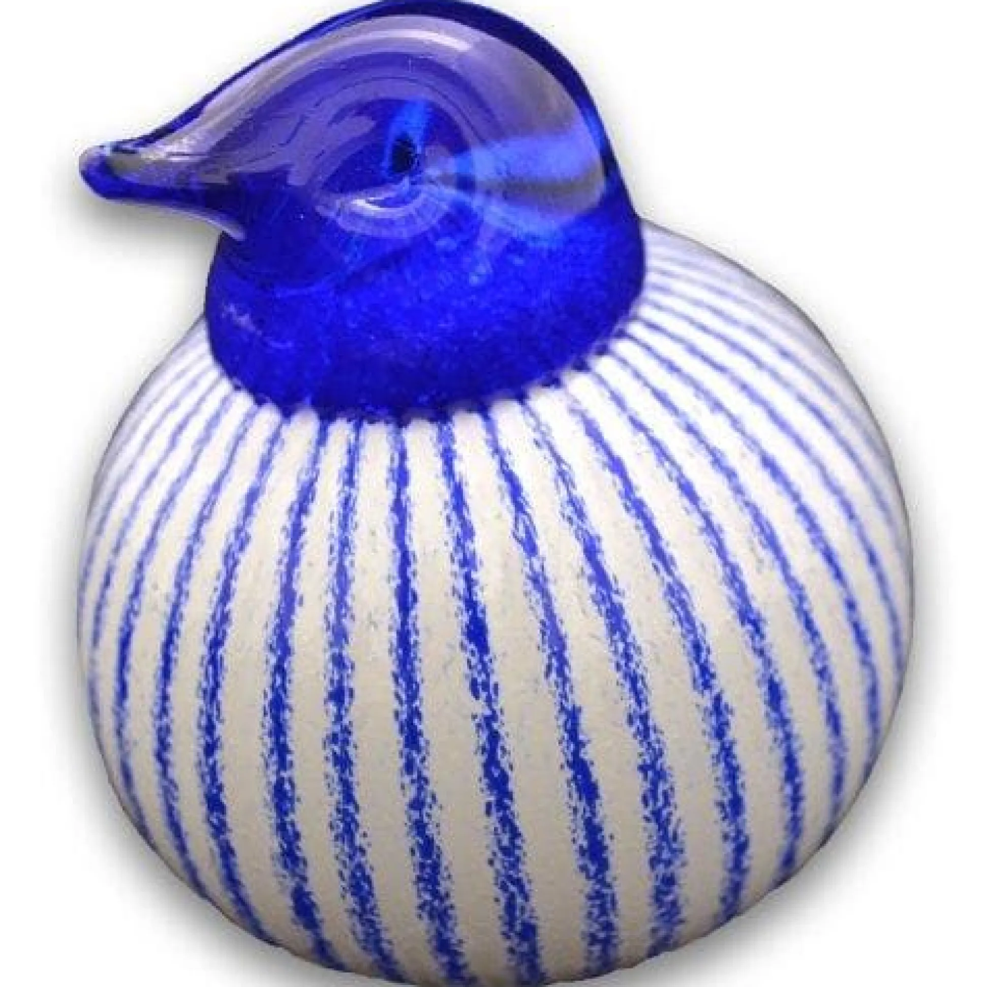 Bianco Blu Finnish Glass Bird, Finnish Stripes