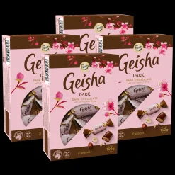 Fazer Geisha Dark Chocolate with Hazelnut Box, 4 Pack