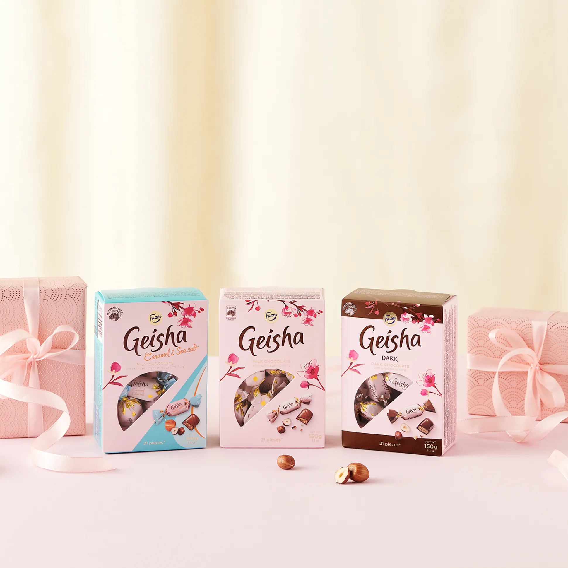 Fazer Geisha Milk Chocolate with Hazelnut Box (150g)