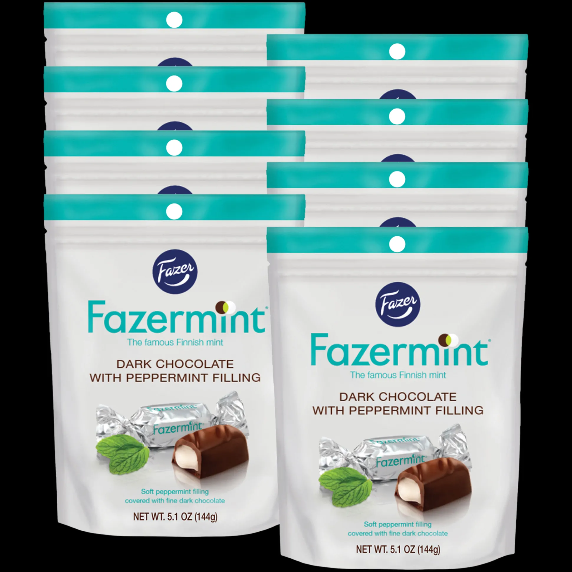 Fazermint Dark Chocolate Peppermint Creams Bag, 8 Pack