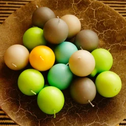 Finnish Footed Ball Candle Water Green (Set of 2)