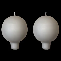 Finnish Footed Ball Candle Light Grey (Set of 2)