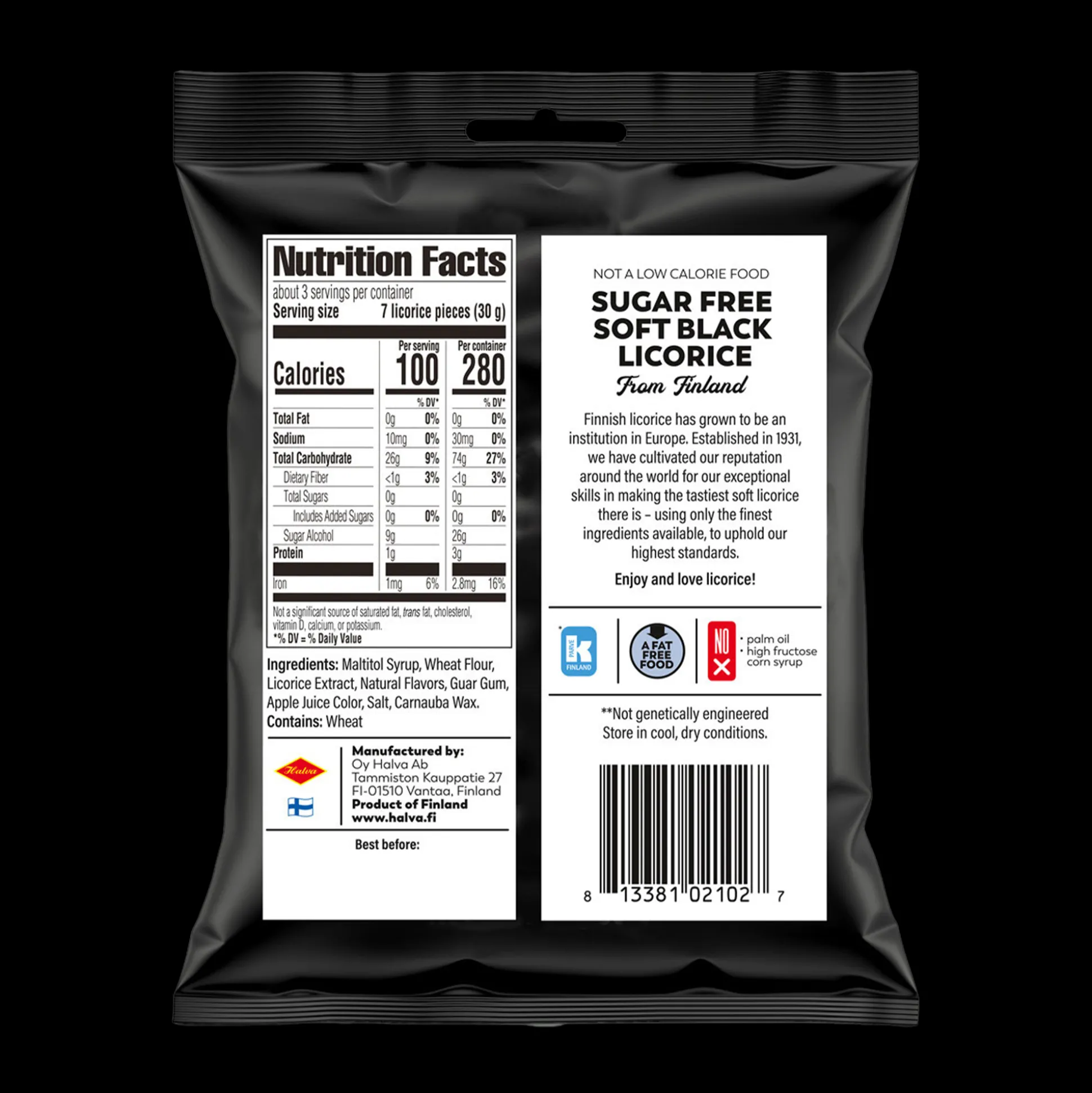 Halva Sugar-Free Soft Black Licorice (85g)