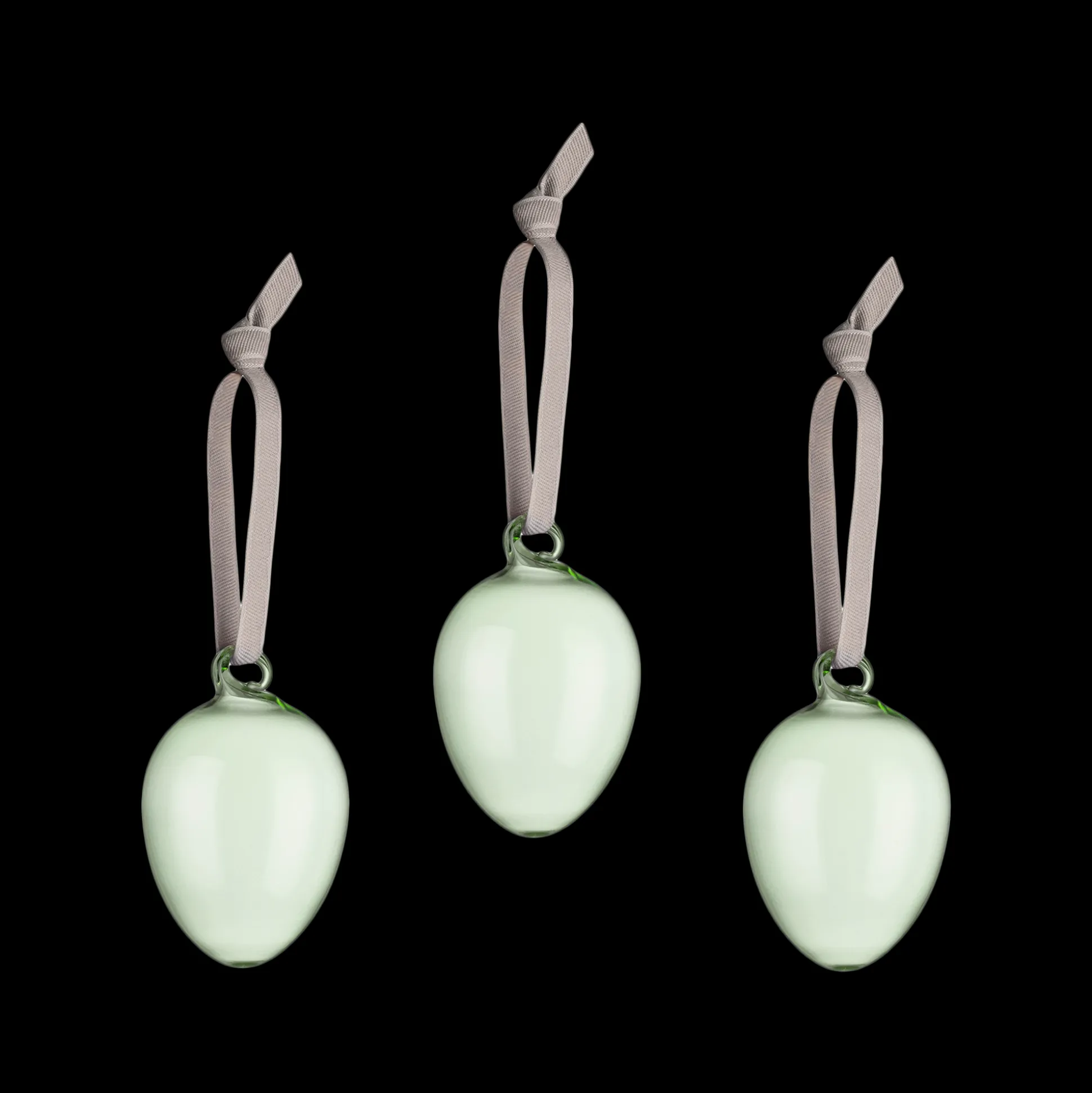 iittala Green Glass Egg Ornaments (Set of 3)