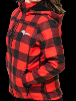 Ladies UP Red Fleece Lumber Hooded Jacket
