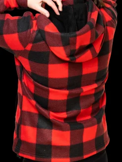 Ladies UP Red Fleece Lumber Hooded Jacket