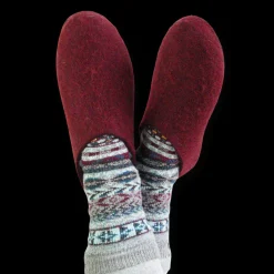 Lahtiset Felt Slippers w/ Rubber Sole, Plum Red