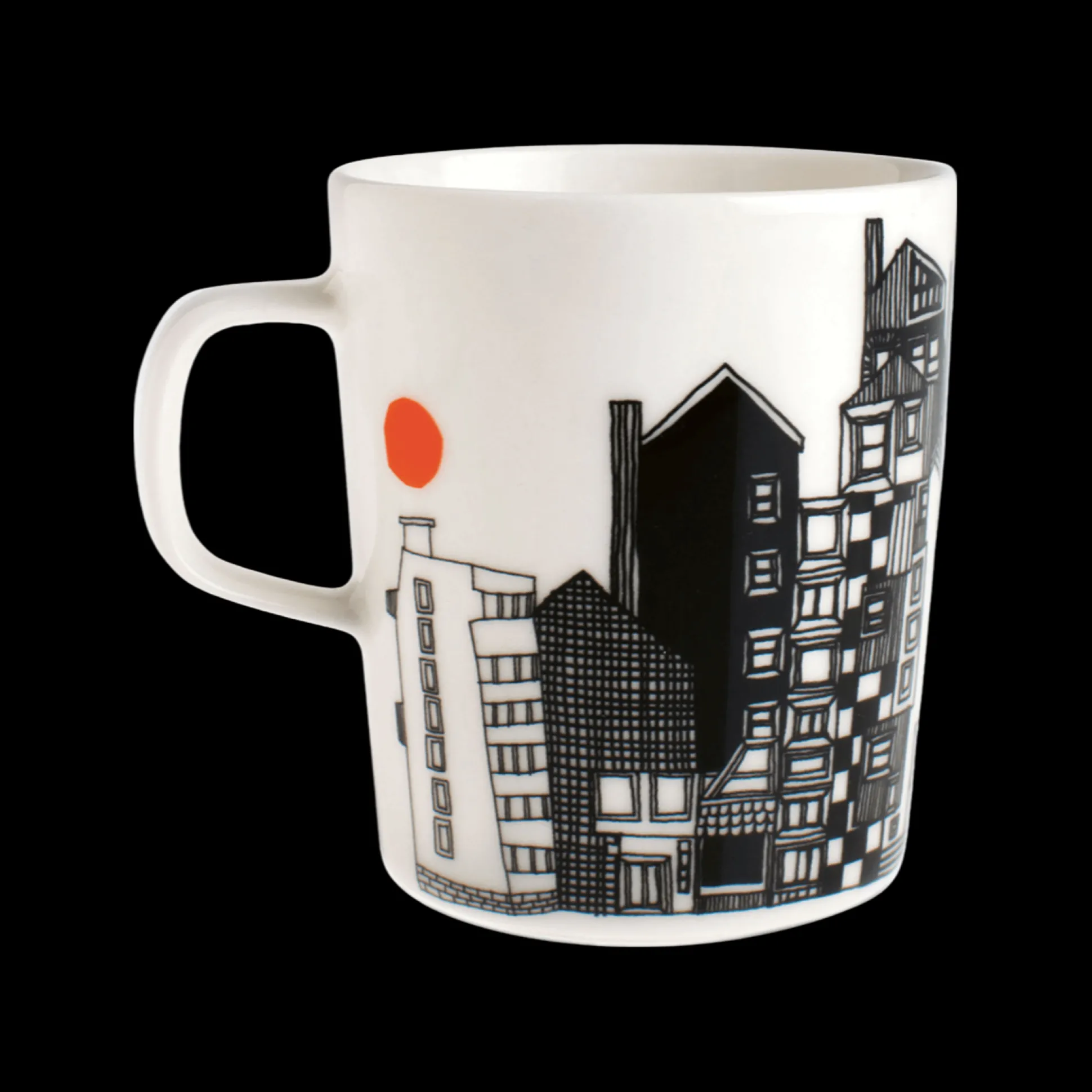 Marimekko Siirtolapuutarha Mug, white/black/orange