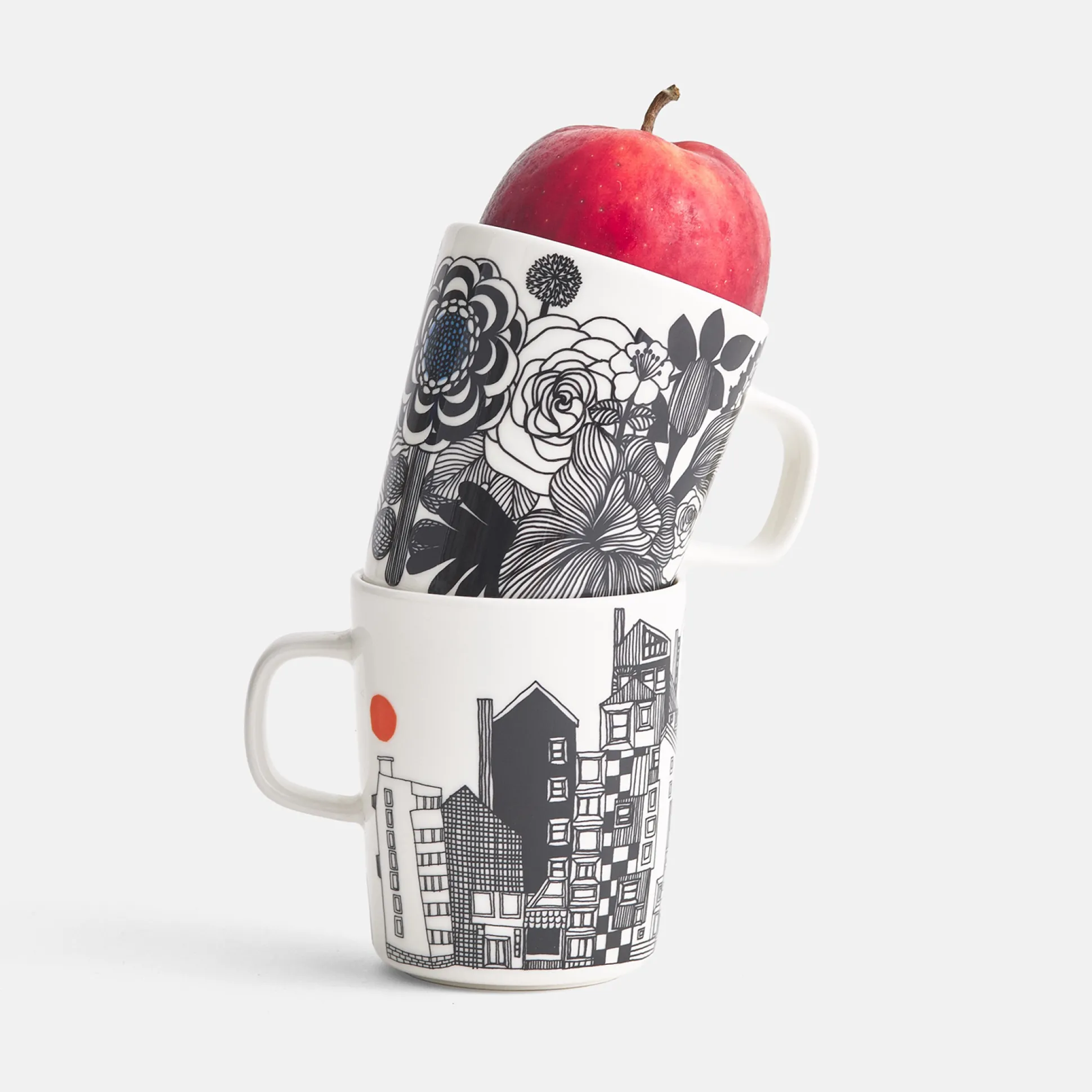 Marimekko Siirtolapuutarha Mug, white/black/orange