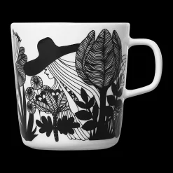 Marimekko Siirtolapuutarha Large Mug, white/black/pink
