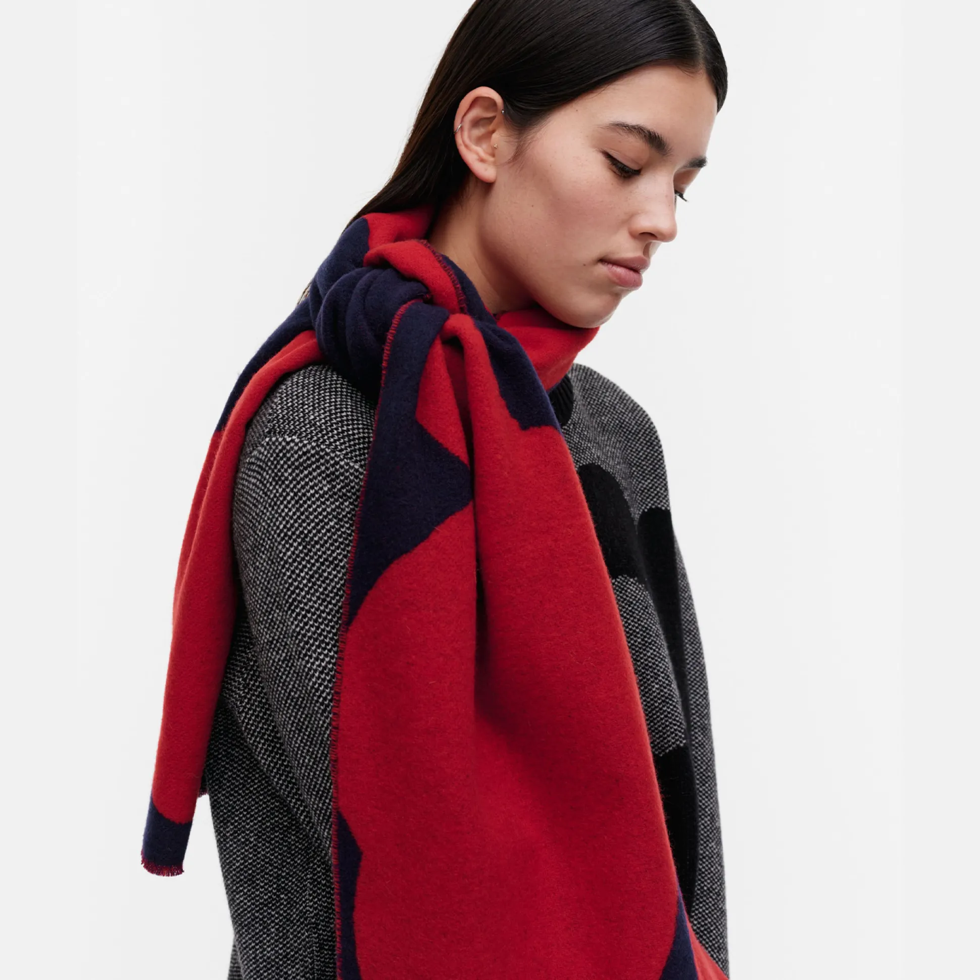 Marimekko Sävellys Unikko Scarf, dk.navy/red