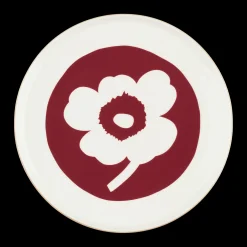 Marimekko Unikko Dinner Plate, white/dk.cherry