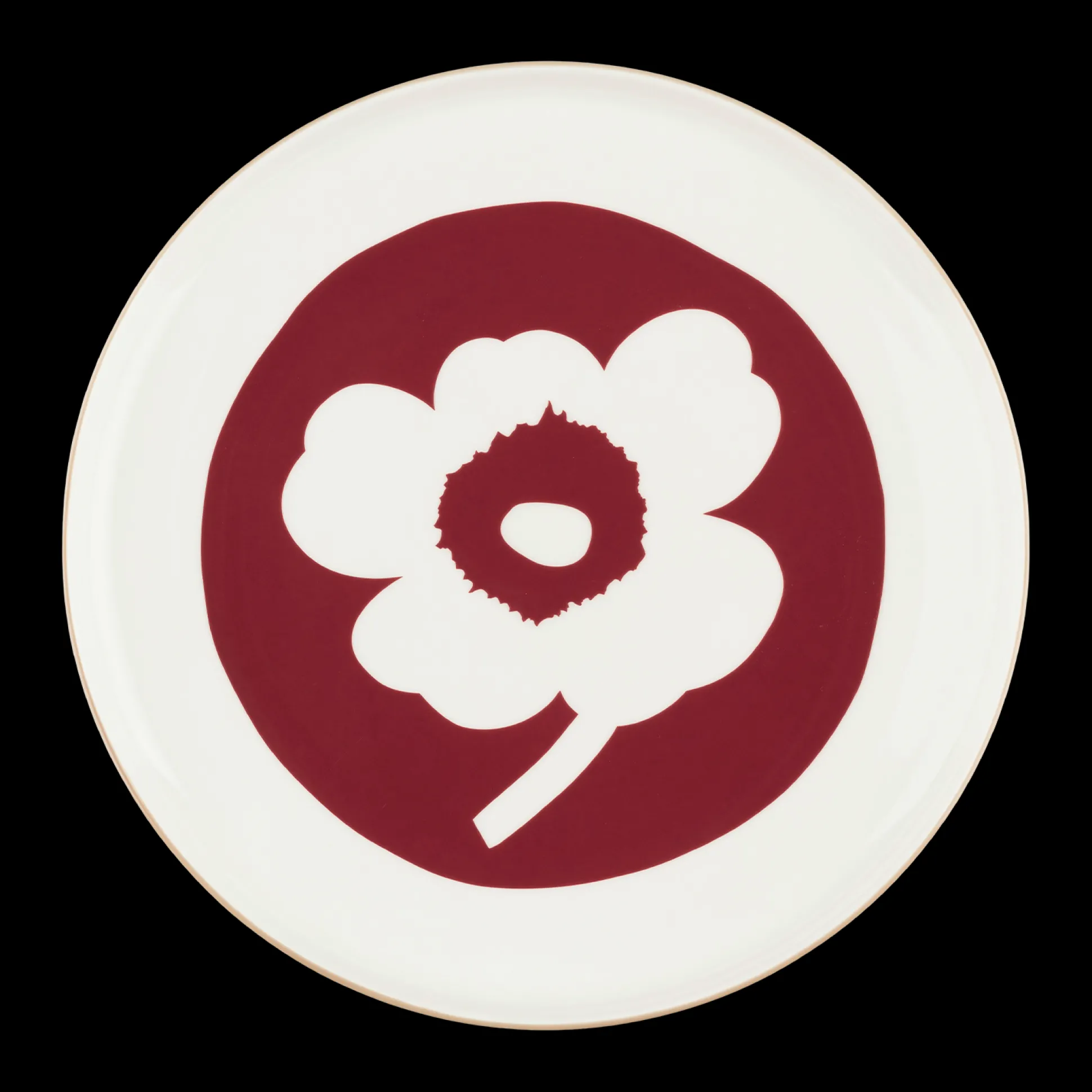 Marimekko Unikko Dinner Plate, white/dk.cherry