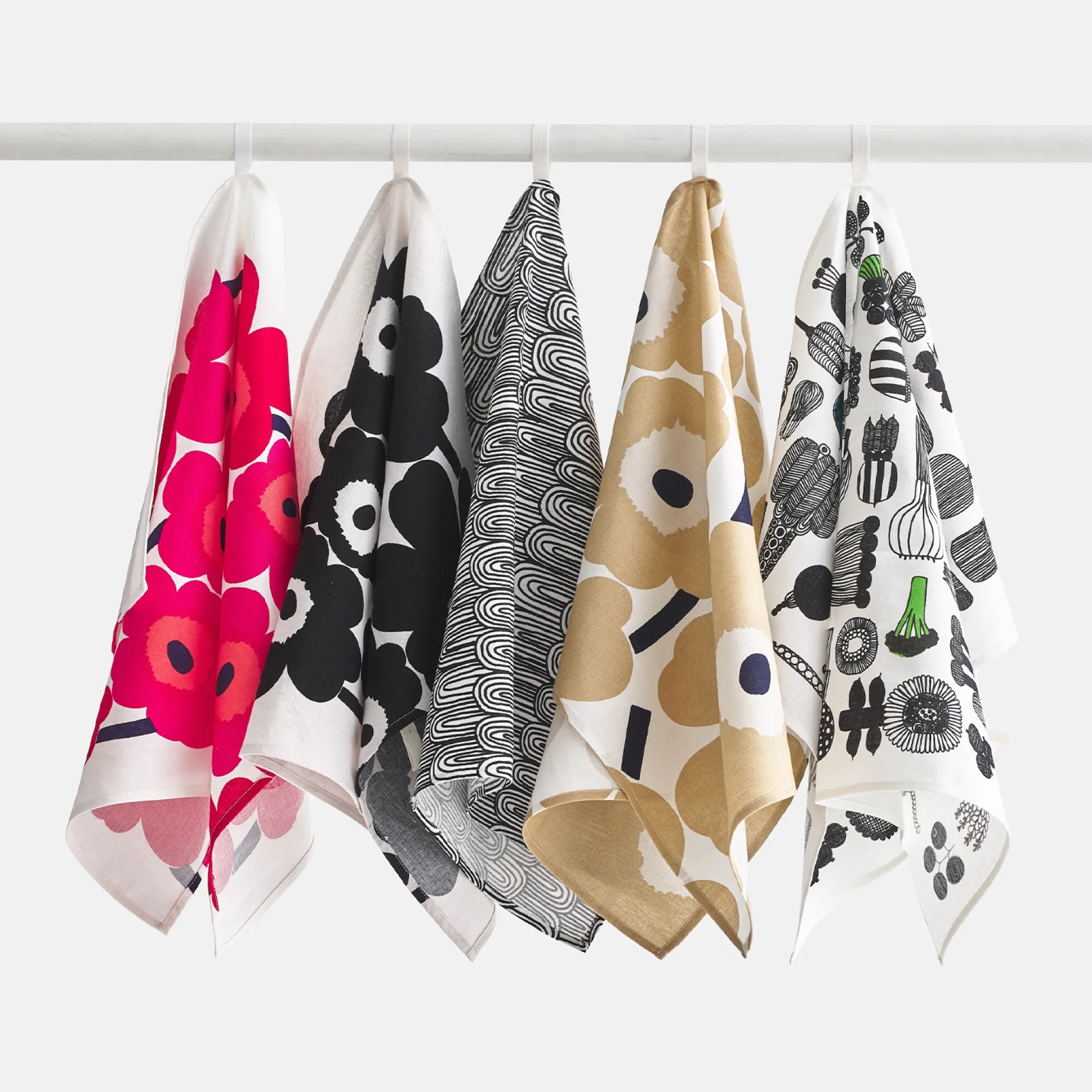 Marimekko Unikko Kitchen Towel Set of 2, white/black