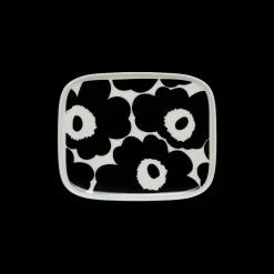 Marimekko Unikko Small Rectangular Plate, white/black