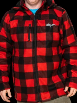 Mens UP Red Fleece Lumber Hooded Jacket