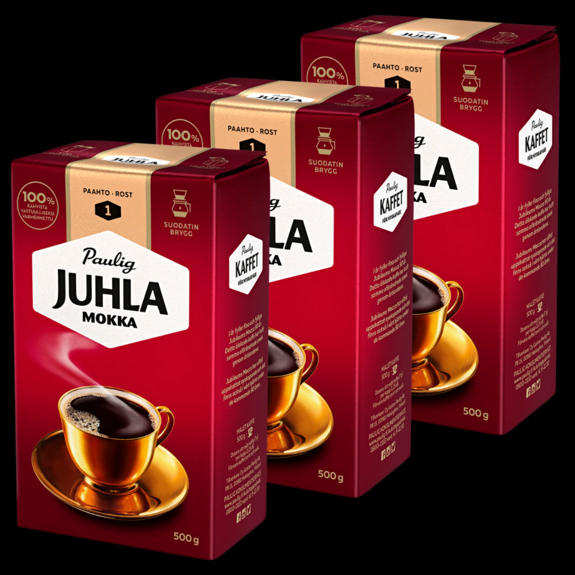 Paulig Juhla Mokka Coffee Light Roast, 3 Pack