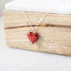 Red Birch Heart Necklace 20"