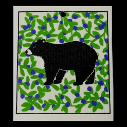 Swedish Dishcloth - Black Bear in Blueberry Field