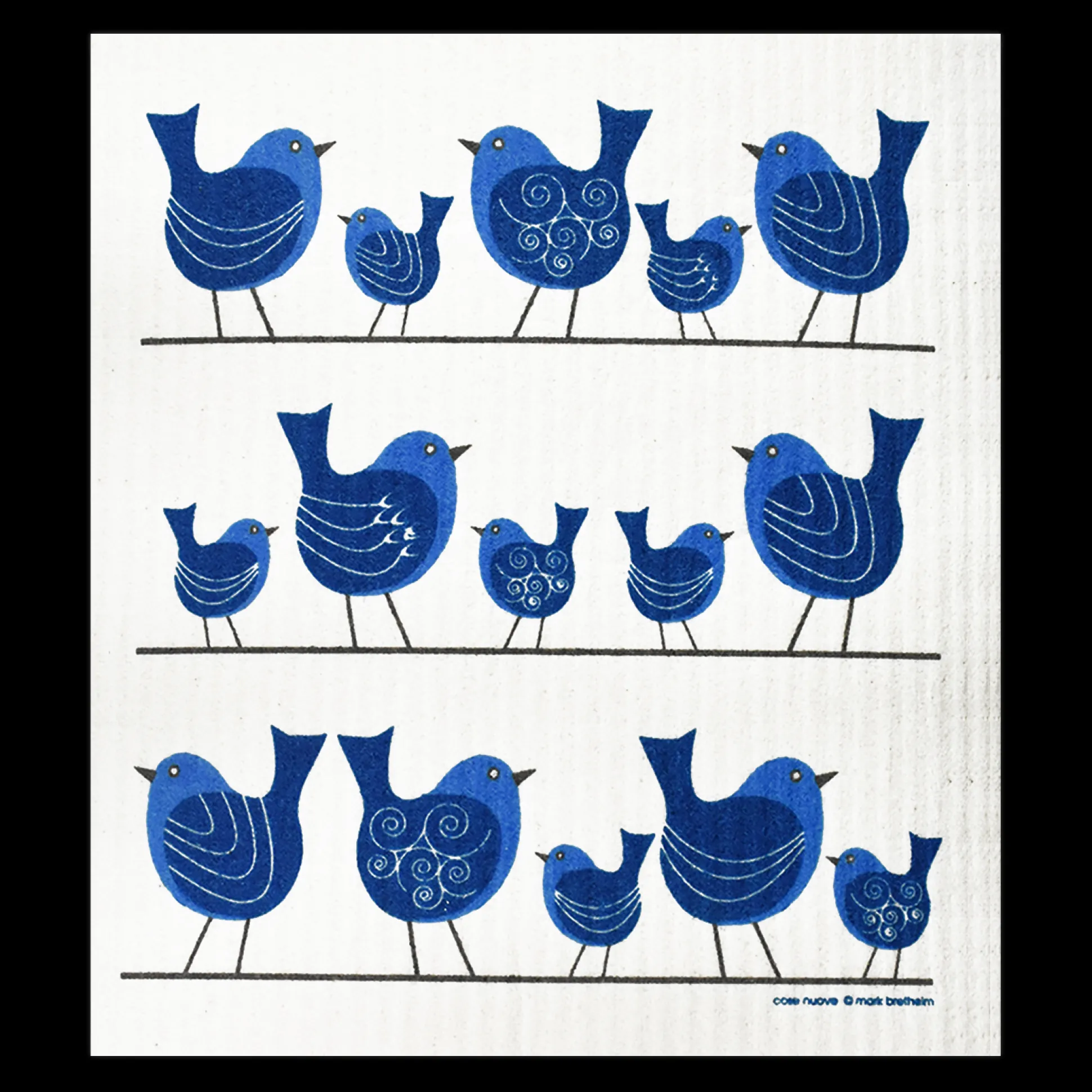 Swedish Dishcloth - Bluebirds on a Wire
